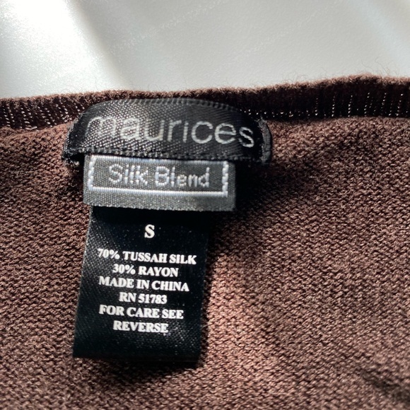 Maurices silk blend crop open cardigan, bolero style brown small - Picture 3 of 3